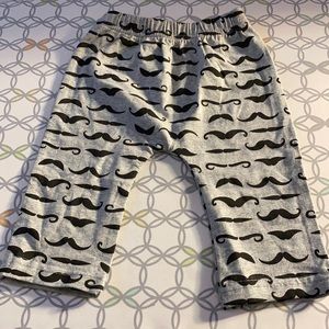 Black & Grey Mustache Print Pants. Size 3-6 Months